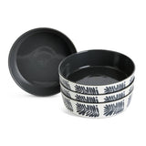 Habitat stoneware pasta bowls 4 piece leaf pattern 22cm - British product