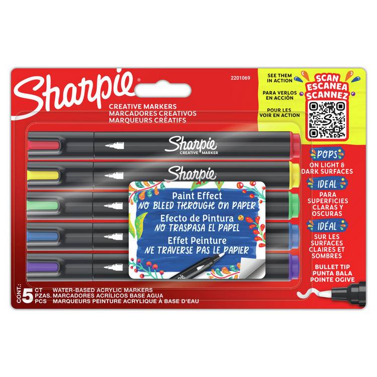 Sharpie bullet tip markers 5 pack, UK version