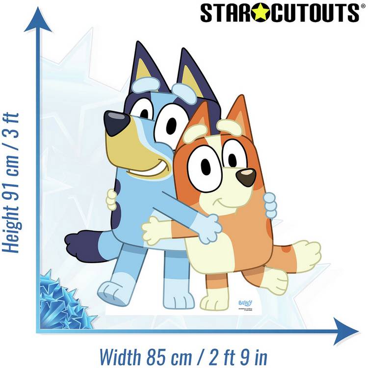 Star Cutouts Bluey and Bingo cardboard cutout life-size, imported from the UK