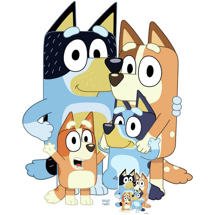Bluey Heeler Family cardboard cutout - British product