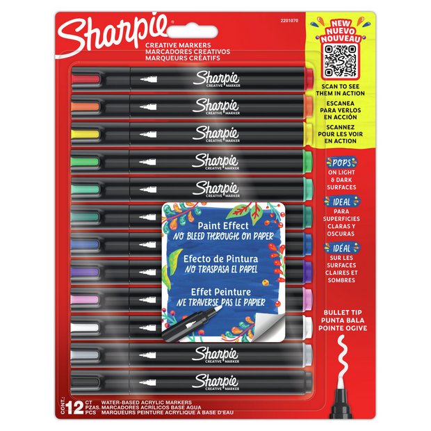 Sharpie creative markers bullet tip 12 pack, UK version
