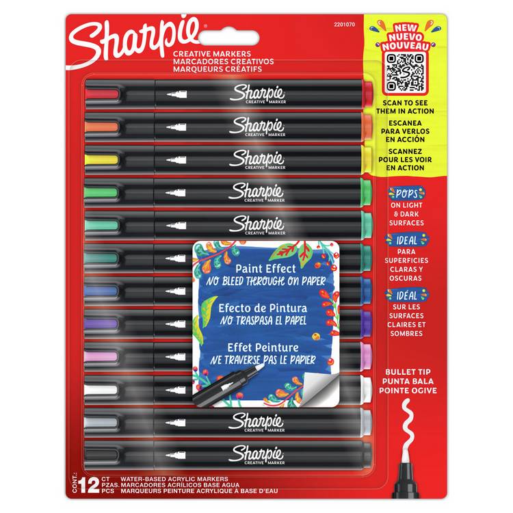 Sharpie creative markers bullet tip 12 pack, UK version