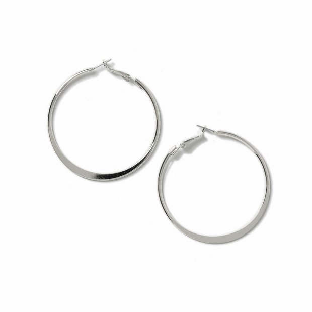 Freedom silver hoop earrings knife edge 40mm, imported from the UK