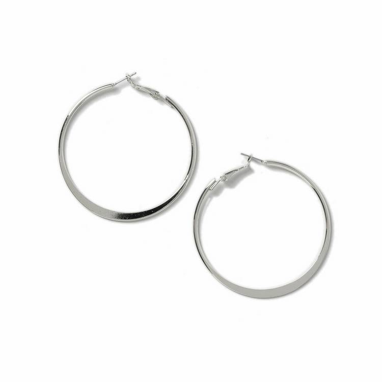 Freedom silver hoop earrings knife edge 40mm, imported from the UK