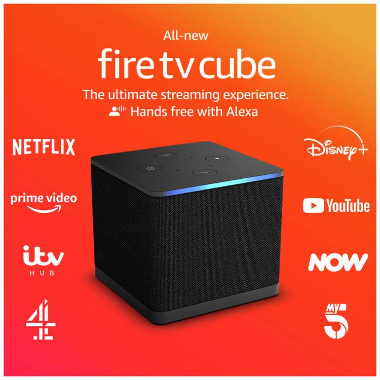 Amazon Fire TV Cube media player with Alexa, imported from the UK