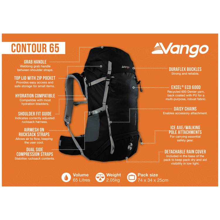 Vango backpack black 65L (British brand)
