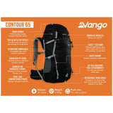 Vango backpack black 65L (British brand)