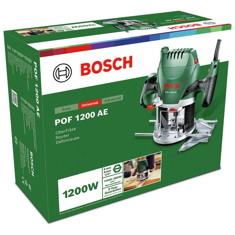Bosch 1200W plunge router with dust extraction - British product