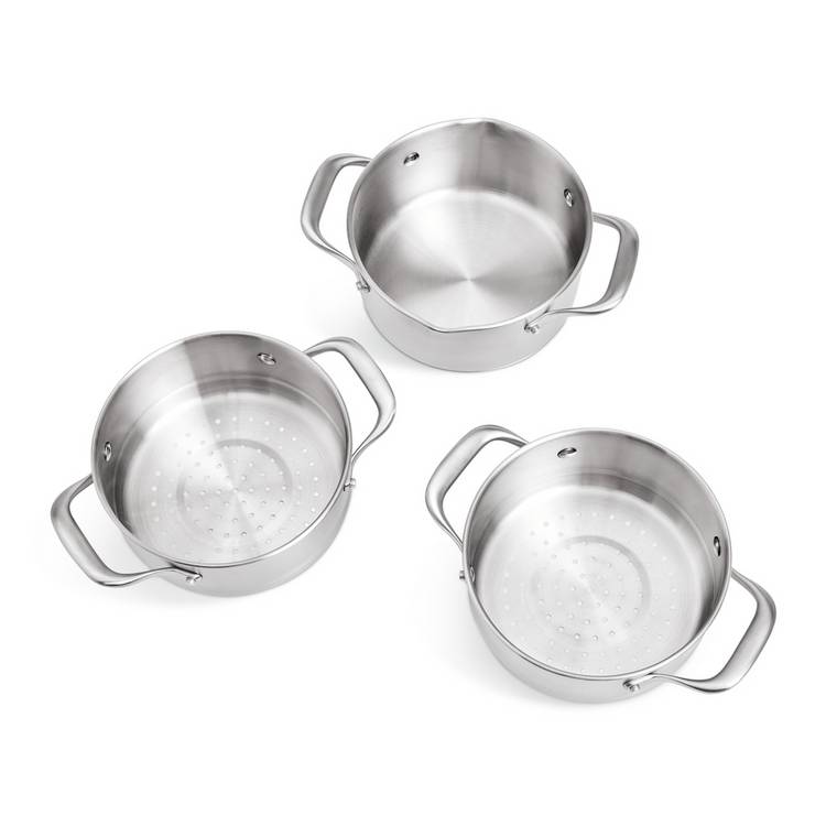 Habitat 3-tier brushed stainless steel steamer, UK version
