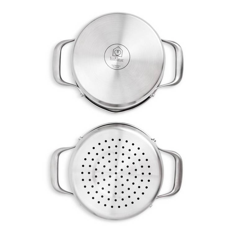 Habitat 3-tier brushed stainless steel steamer, UK version