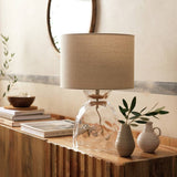 Argos Habitat Vanern Dimple 42cm Glass Table Lamp - Clear & Cream- Buy online at McGrocer