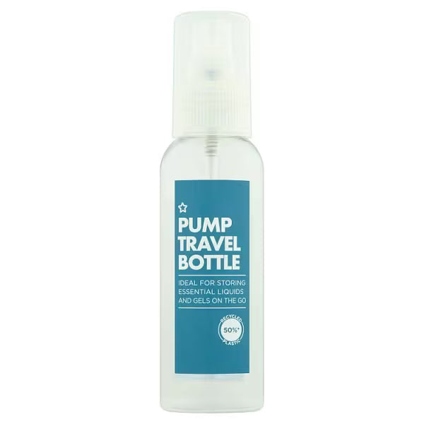 Superdrug pump travel bottle 100ml (British brand)