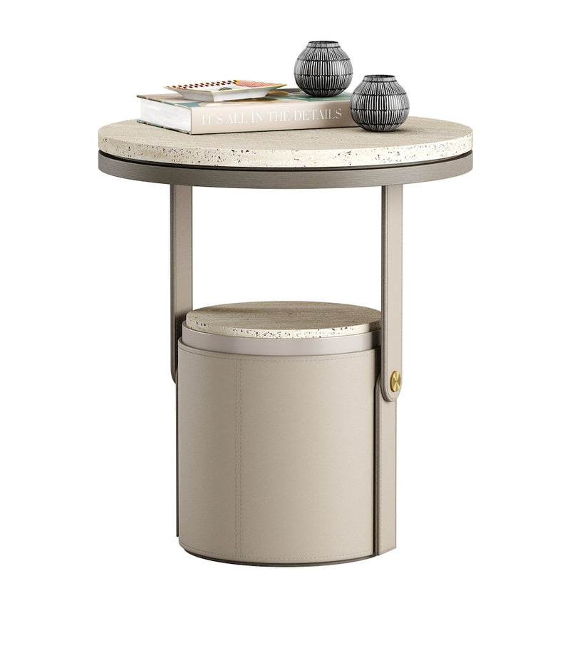 Frato Beppu marble side table with travertine top, UK version