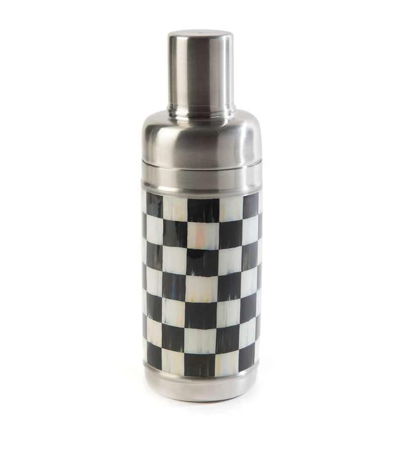 MacKenzie-Childs Courtly Check cocktail shaker, imported from the UK