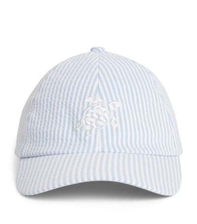 Harrods Vilebrequin Seersucker Stripe Turtle Baseball Cap- Buy online at McGrocer