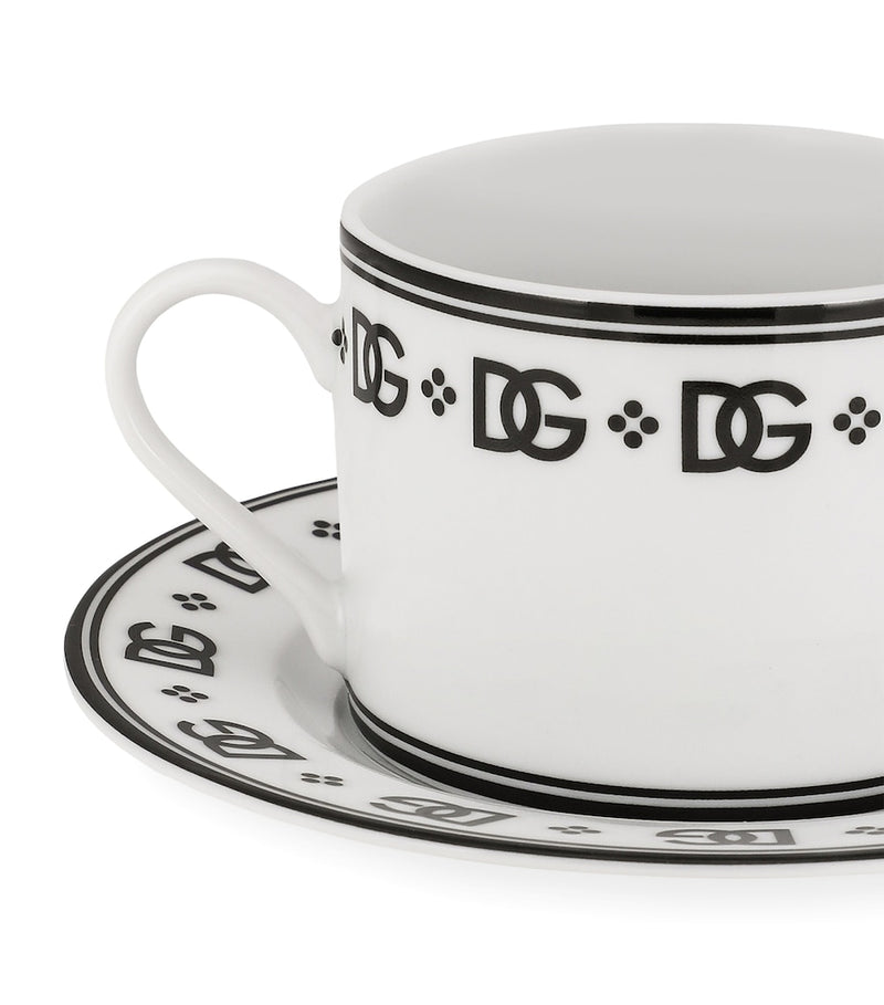 Dolce&Gabbana porcelain teacups and saucers with DG monogram, set of two - British product