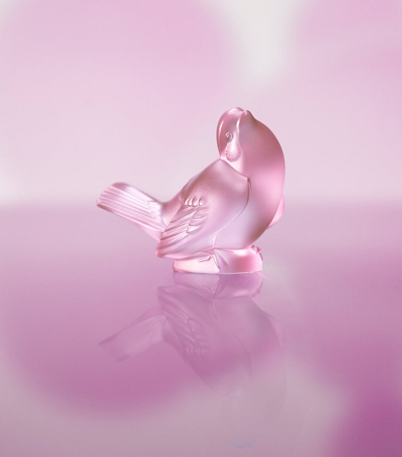 Lalique rose nebula sparrow crystal sculpture 8.5cm x 10.5cm x 6cm, UK version