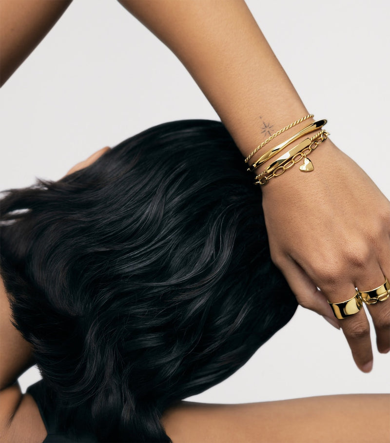 Monica Vinader gold vermeil heart charm bracelet, UK version