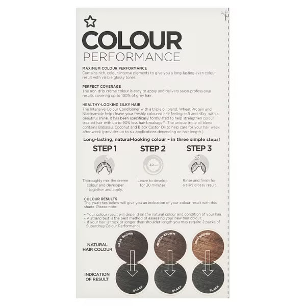 Superdrug Natural Black Permanent Hair Dye Kit (British brand)