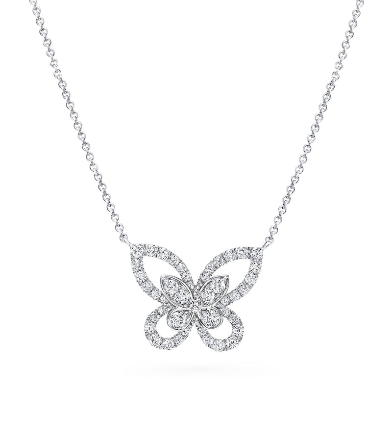 Graff white gold diamond mini butterfly necklace (British brand)