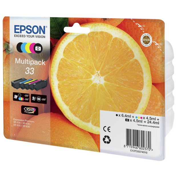 Epson 33 Oranges ink cartridge multipack - British product