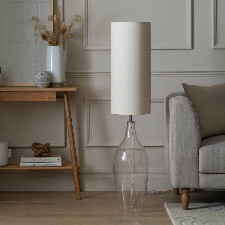 Argos Home Abas floor lamp brushed chrome bubble glass 125cm (British brand)