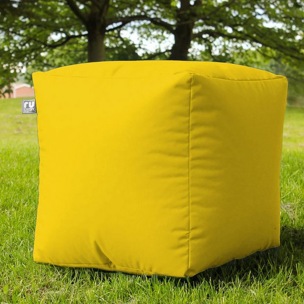 rucomfy yellow indoor outdoor cube bean bag 38cm, UK version