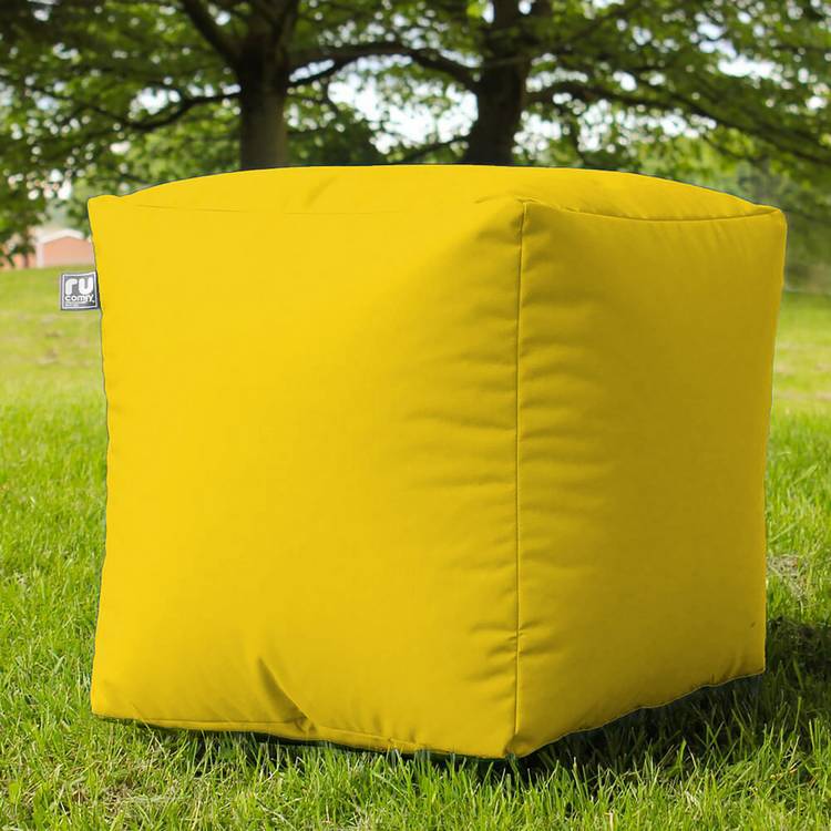 rucomfy yellow indoor outdoor cube bean bag 38cm, UK version