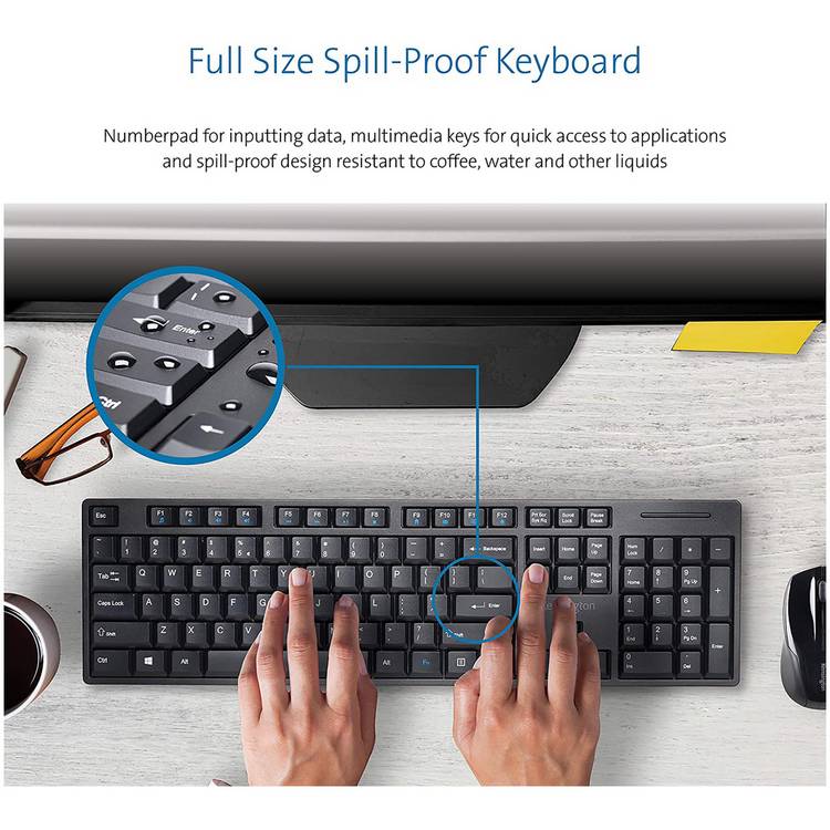 Kensington wireless keyboard and mouse set black (British brand)
