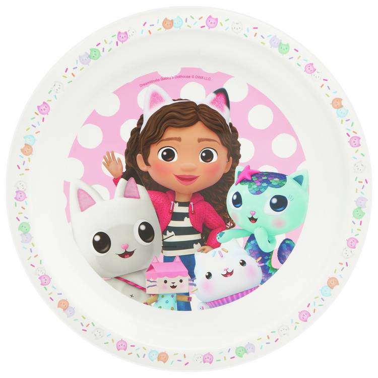 Gabby's Dollhouse pink kids dinner set 3 piece - British product
