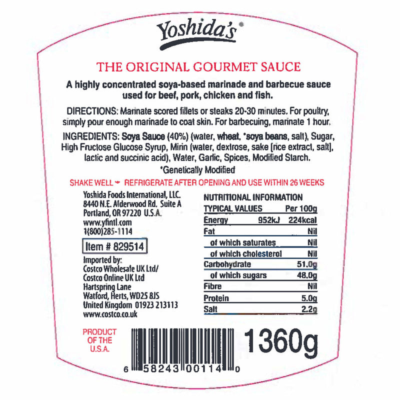 Mr Yoshida's Original Gourmet Sauce 1.36kg, UK version