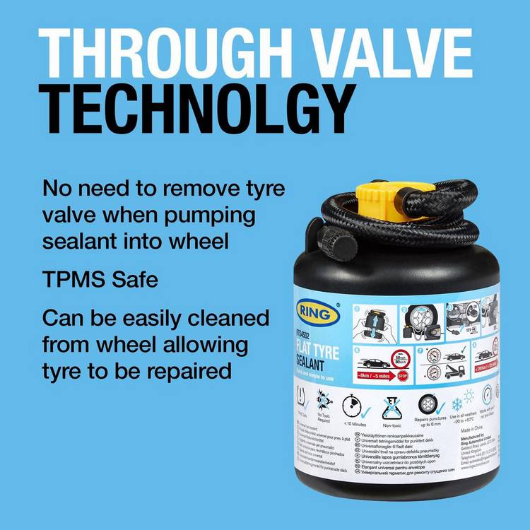 Ring flat tyre repair sealant bottle, UK version