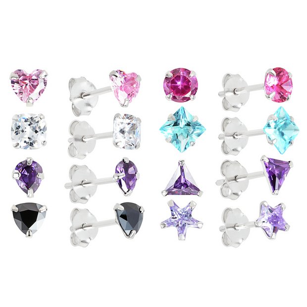 Revere sterling silver stud earrings shape set 8 pairs (British brand)