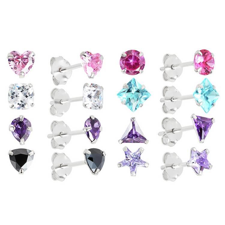 Revere sterling silver stud earrings shape set 8 pairs (British brand)