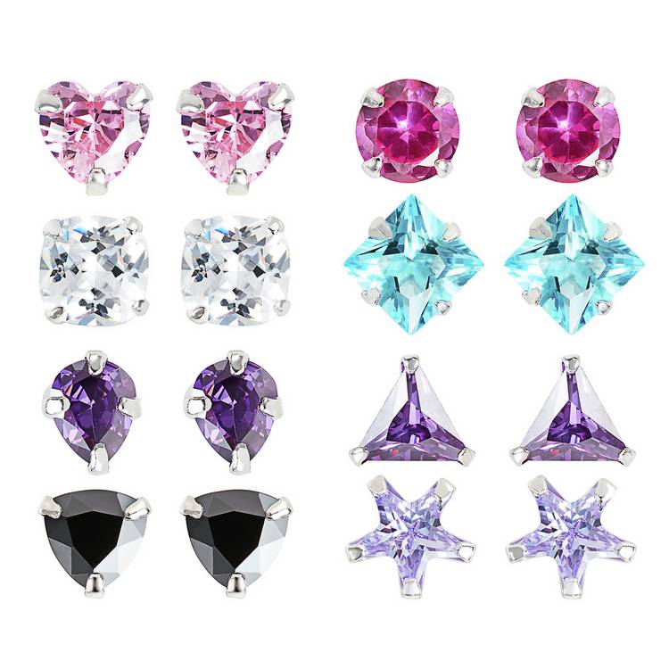 Revere sterling silver stud earrings shape set 8 pairs (British brand)