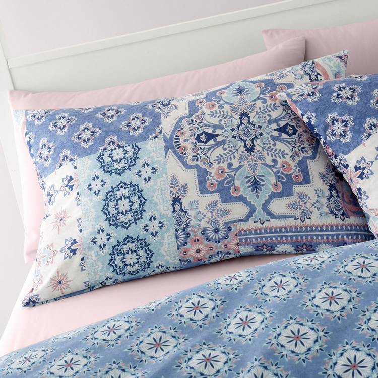 Catherine Lansfield bedding set boho patchwork blue single - British product