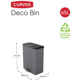 Curver pedal bin cool grey 65L, imported from the UK