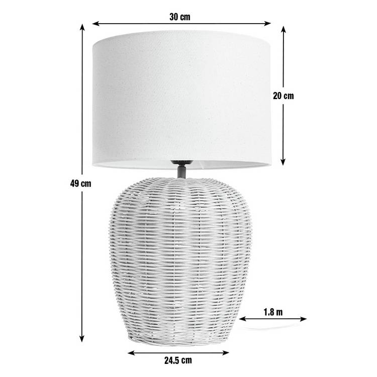 Habitat Wicker Pear natural rattan table lamp 49cm, UK version