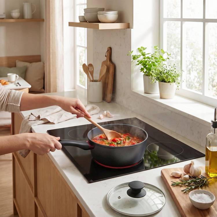 Salter 20cm aluminium saucepan with non-stick coating, UK version