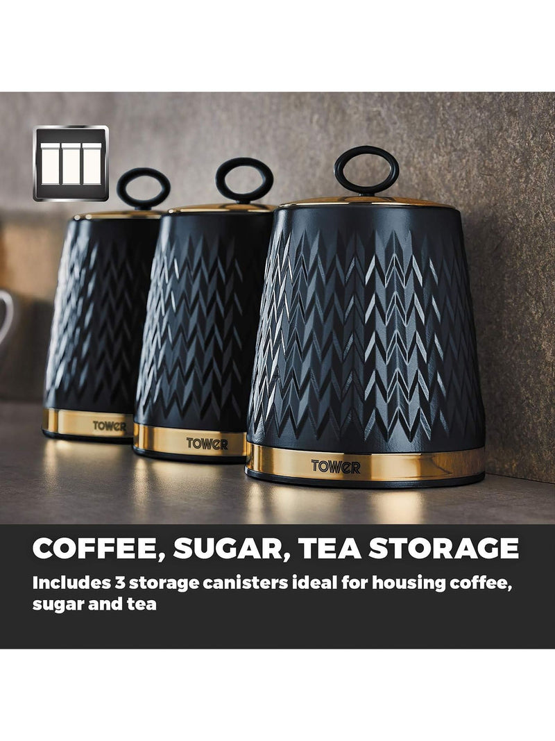 Tower Blue Empire canisters set 1.3L capacity (British brand)
