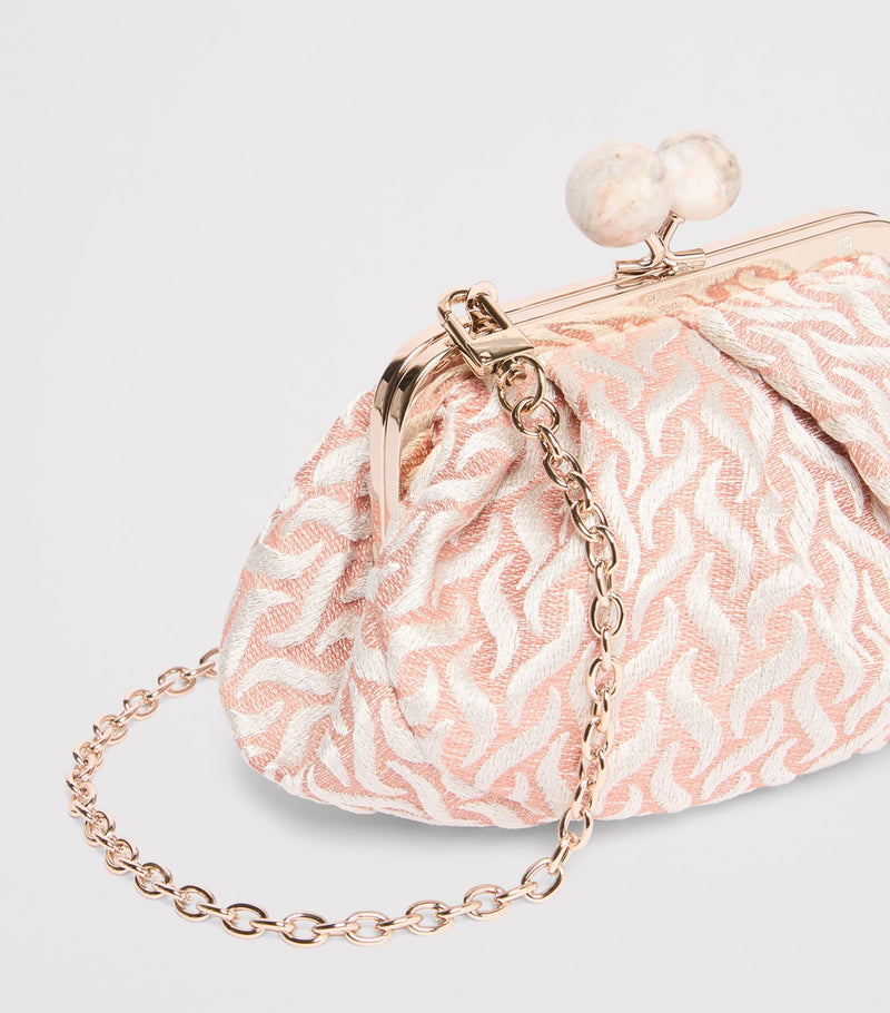 Weekend Max Mara Pasticcino woven jacquard clutch bag, imported from the UK