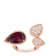 Harrods Boucheron Serpent Bohème Rose Gold Diamond and Garnet Ring- Buy online at McGrocer