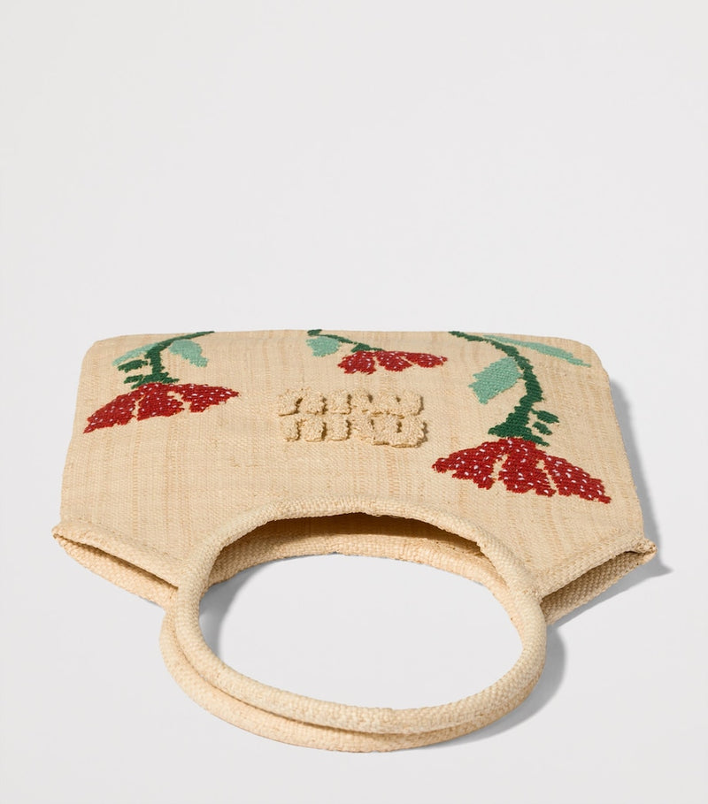 Miu Miu Raffia Ivy Tote Bag woven raffia - British product