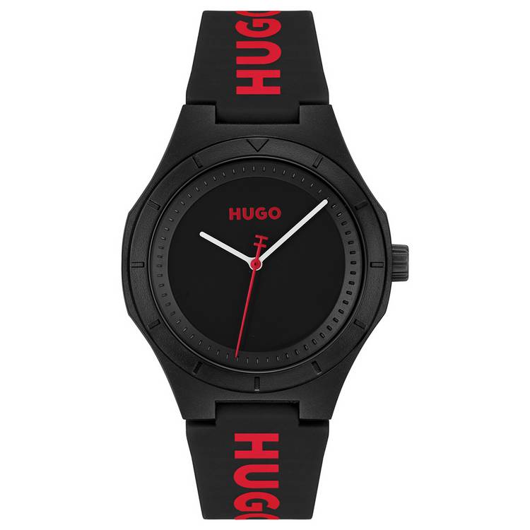 HUGO watch black dial silicone strap 42mm - British product