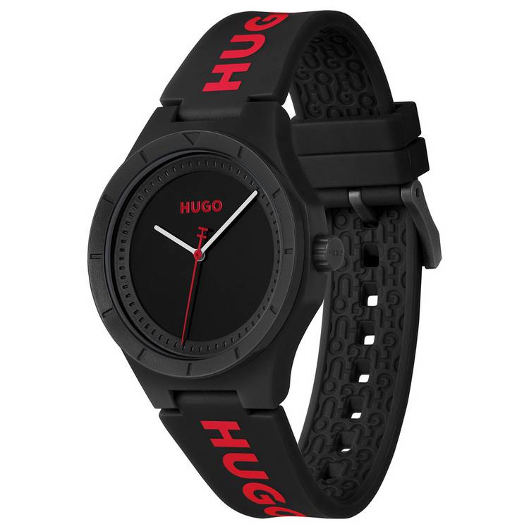 HUGO watch black dial silicone strap 42mm - British product