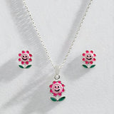 Revere sterling silver daisy earring and necklace set (British brand)