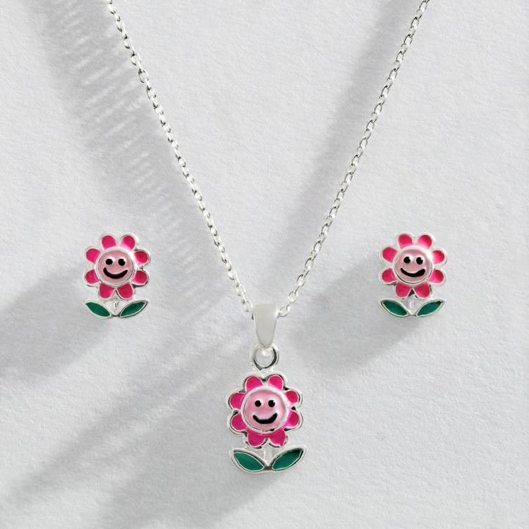 Revere sterling silver daisy earring and necklace set (British brand)