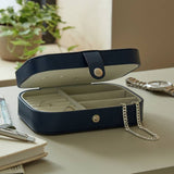 Argos Home Navy Faux Leather Medium Travel Jewellery Box, imported from the UK