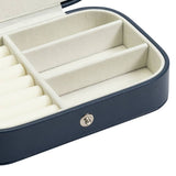 Argos Home Navy Faux Leather Medium Travel Jewellery Box, imported from the UK