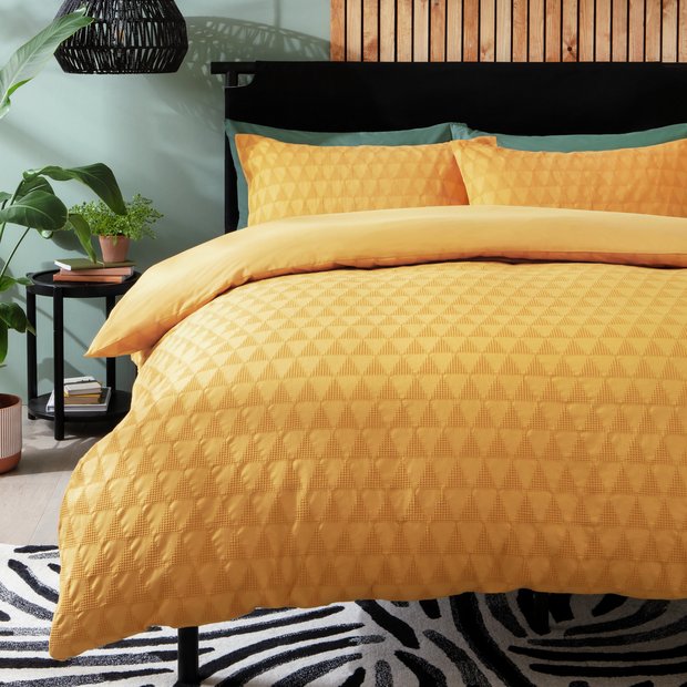 Habitat mustard waffle bedding set double, imported from the UK